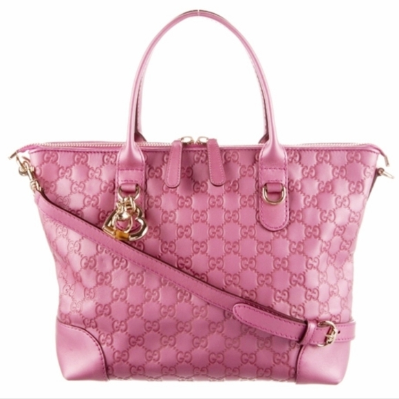 Gucci Handbags - 🇮🇹Gucci Guccissima Metallic Soft Heart Bit Leather Tote Bag In"Fresia Rose"💓